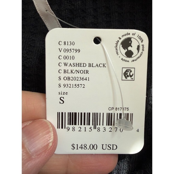 Free People Boho Washed Black Waffle Knit Off Shoulder Maxi Dress Small NWT - Picture 3 of 12